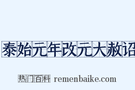 泰始元年改元大赦诏是什么意思的图片